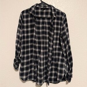 H&M Navy and White Checkered Shirt